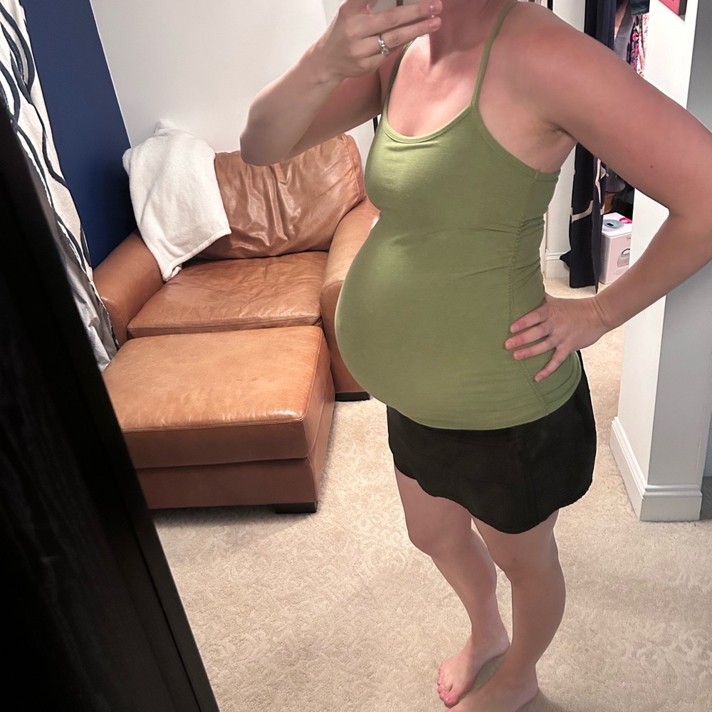 Beyond Yoga Green keep your cool maternity slim racer back tank top